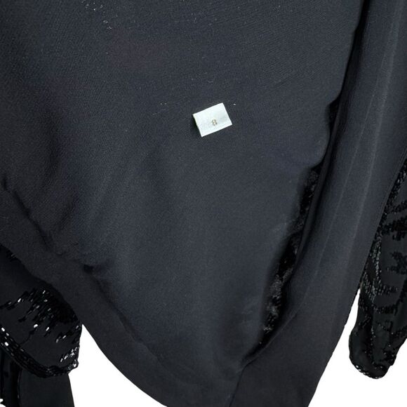 Silk Evening Jacket Cardigan Black Beaded Doncaster Women's Size 8 - Picture 6 of 8